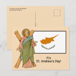St. Andrew (RLS 01) met vlag van Cyprus Feestdag Briefkaart