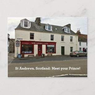 St Andrews Scotland "Meet Your Prince Cafe Window" Briefkaart