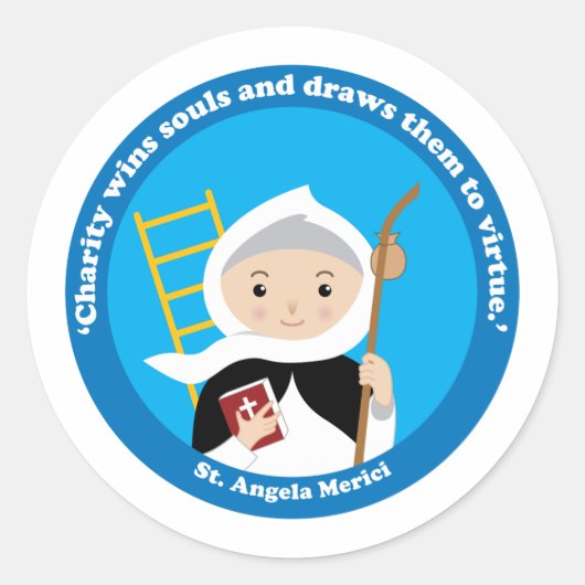 St. Angela Merici Ronde Sticker (Voorkant)
