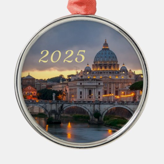 St. Angelo Bridge, St. Peter's Basilica, Rome Metalen Ornament (Voorkant)