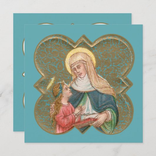 St. Anne en BVM in een Barbed Quatrefoil (BK67) (Voorkant / Achterkant)