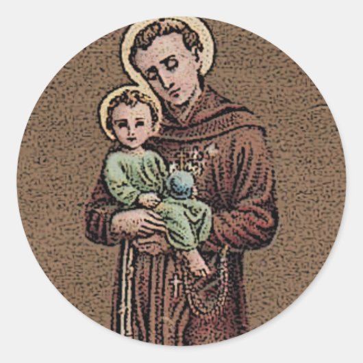 St. Anthony bidt voor ons Ronde Sticker (Voorkant)