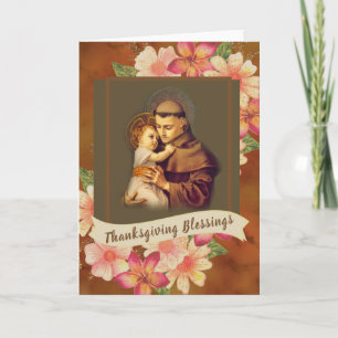 St. Anthony van Padua Baby Jesus Floral Feestdagen Kaart