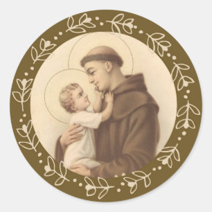 St. Anthony van Padua Baby Jesus Ronde Sticker