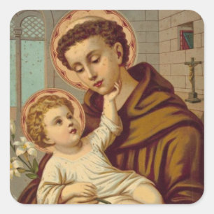 St. Anthony van Padua Baby Jesus Vierkante Sticker