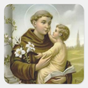 St. Anthony van Padua Baby Jesus Vierkante Sticker
