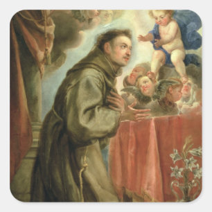 St. Anthony van Padua die het Christelijke Kind be Vierkante Sticker