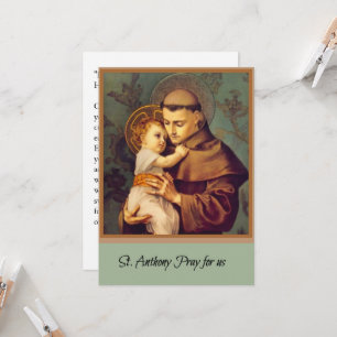 St. Anthony van Padua met Baby Jesus Prayer Card Kaart