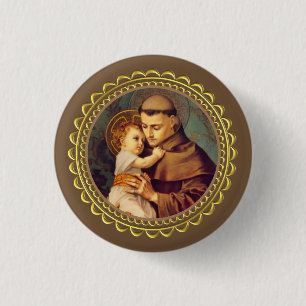 St. Anthony van Padua met Baby Jesus Ronde Button 3,2 Cm