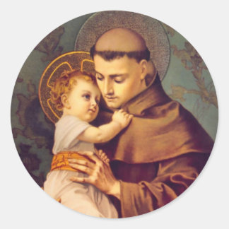 St. Anthony van Padua met Baby Jesus Ronde Sticker