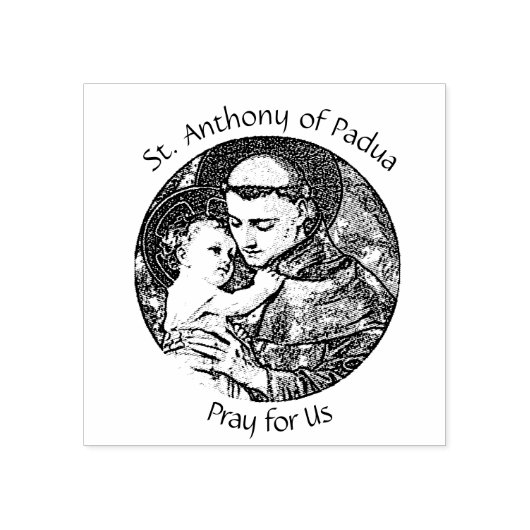 St. Anthony van Padua met Baby Jesus Rubberstempel (Afrduk)