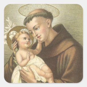 St. Anthony van Padua met Baby Jesus Vierkante Sticker