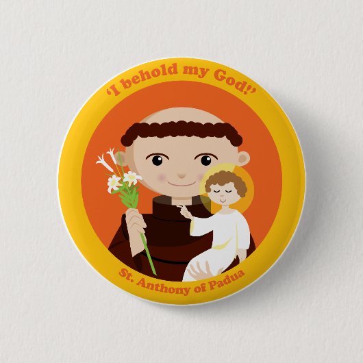 St. Anthony van Padua Ronde Button 5,7 Cm (Voorkant)
