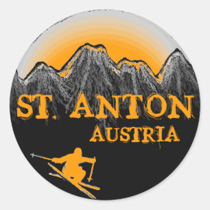 St. Anton Autriche autocollants de skieur orange