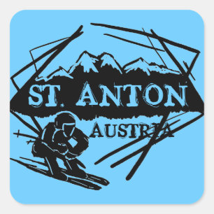 St. Anton Autriche logo bleu ski autocollants