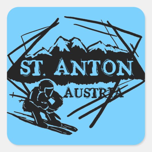 St. Anton Autriche logo bleu ski autocollants (Devant)