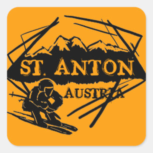 St. Anton Oostenrijk oranje ski-logo stickers