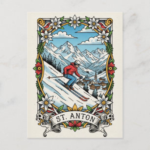 St. Anton Oostenrijk Skier Skiën Briefkaart