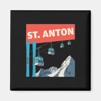 St. Anton Skien - Retro St. Anton Skie Magneet