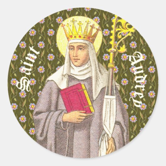 St. Audrey (Etheldreda) (P 003) Ronde Sticker (Voorkant)