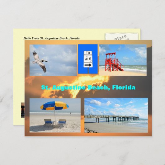 St Augustine Beach, Floride Carte postale (Devant / Derrière)
