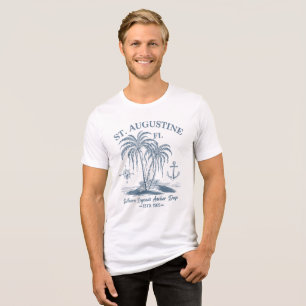 St. Augustine FL - Nautisch Palm Design Tri-Blend Shirt
