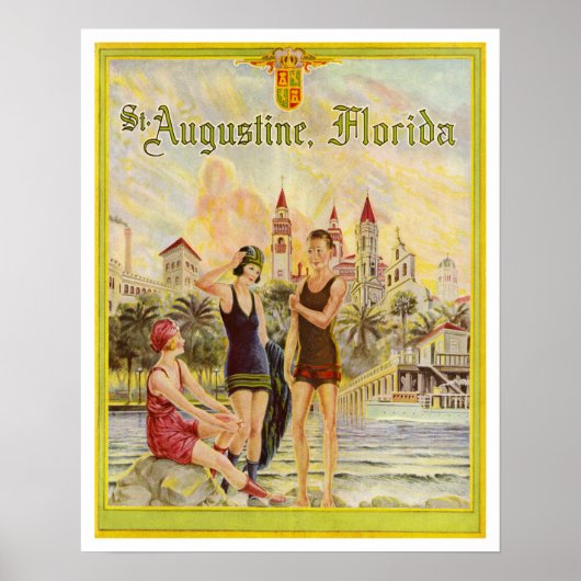 St. Augustine Florida 1920s illustratie Poster (Voorkant)