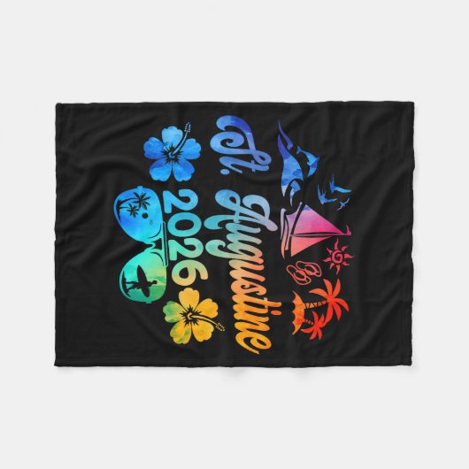 St. Augustine Florida 2026 Vacation Tie Dye Summer Fleece Deken (Voorkant (Horizontaal))
