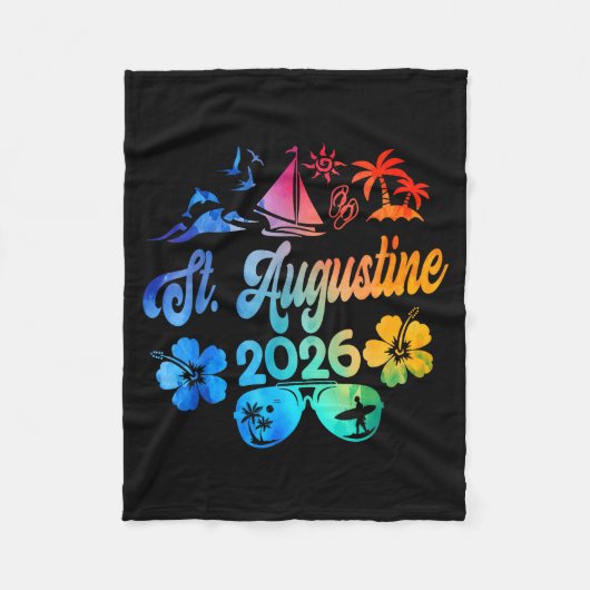 St. Augustine Florida 2026 Vacation Tie Dye Summer Fleece Deken (Voorkant)