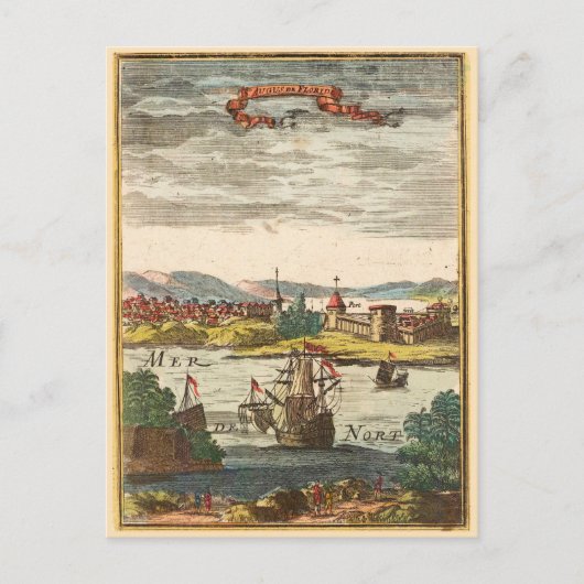 St. Augustine Florida Antiek 1686 Engraving Briefkaart (Voorkant)
