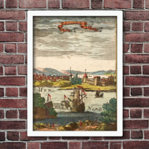 St. Augustine Florida Antiek 1686 Engraving Poster