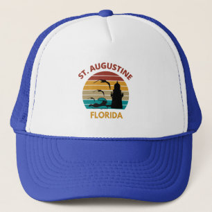 St Augustine Florida Retro Sunset Design Trucker Pet