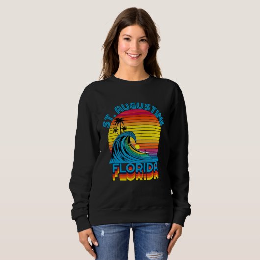 St Augustine Florida Retro Throwback Surf & Beach  Trui (Voorkant volledig)