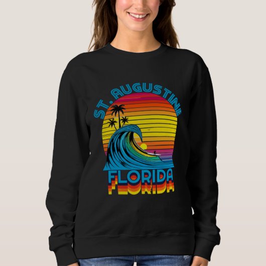 St Augustine Florida Retro Throwback Surf & Beach  Trui (Voorkant)