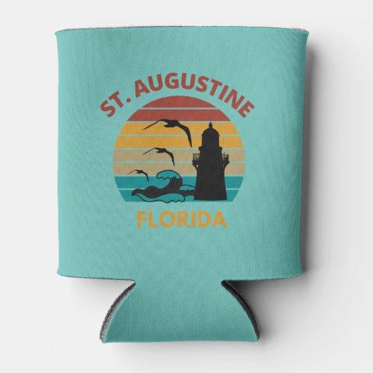 St Augustine Florida Retro  Zonsondergang Ontwerp Blikjeskoeler (Voorkant)
