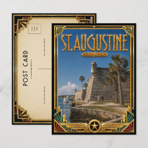 St. Augustine Florida Vintage Art Deco Gouden Tijd Briefkaart