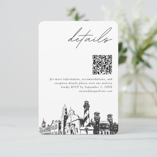 St Augustine Huwelijk Moderne Details QR Code Informatiekaartje (Staand voorkant)