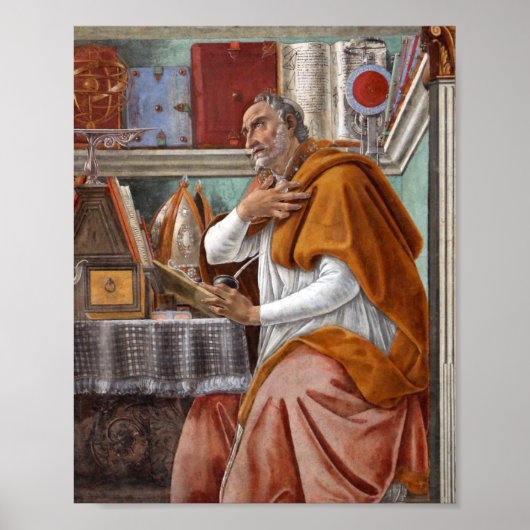 St Augustine In His Cell 1480 By Sandro Botticelli Poster (Voorkant)