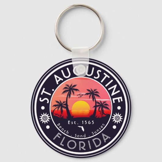 St Augustine strand Florida Sunset Beach Palm Tree Sleutelhanger (Voorkant)