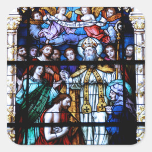 St. Augustinus Glas in lood Vierkante Sticker