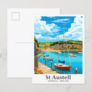 St Austell Cornwall Engeland Reisillustratie Briefkaart