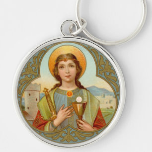 St. Barbara (BK 001) Premium Ronde Metaal Sleutelhanger