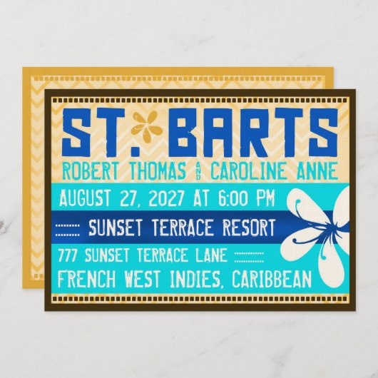 ST. BARTS Destination Invitation Kaart (Voorkant / Achterkant)