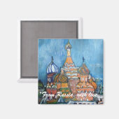 St Basil's, Moscou "De Russie..." Magnet (Recto/Verso)