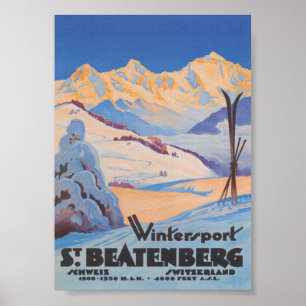 St. Beatenberg, Zwitserland Vintage Travel Poster