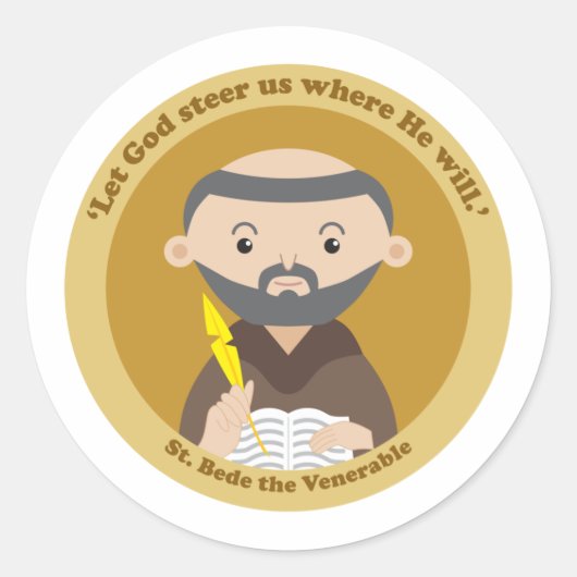 St. Bede the Venerable Ronde Sticker (Voorkant)