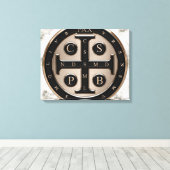 St. Benedict Medal Canvas Afdruk (Insitu (Houten vloer))