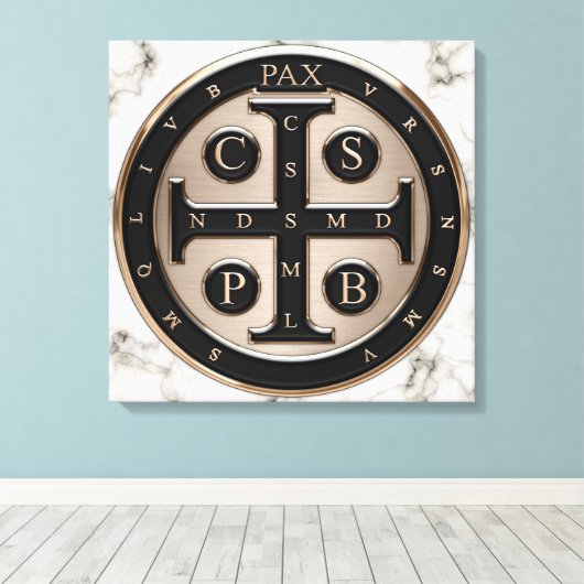 St. Benedict Medal Canvas Afdruk (Insitu (Houten vloer))