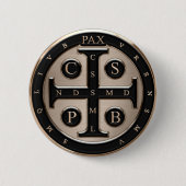 St. Benedict Medal Ronde Button 5,7 Cm (Voorkant)