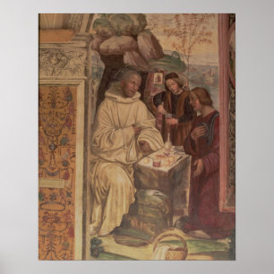 St. Benedict tegen een landschap, van het leven to Poster